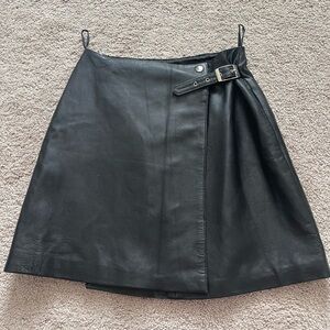 True leather skirt Us4-6 Black with wrap